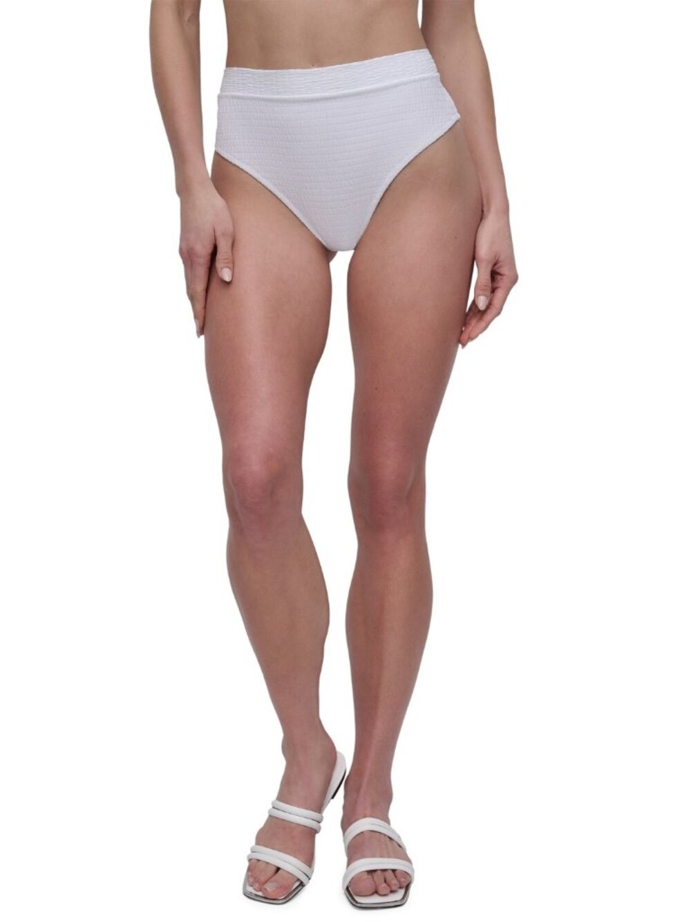 DKNY  Women's High Waist Bikini Bottoms - Soft White Texture  Women Size XXL NWT